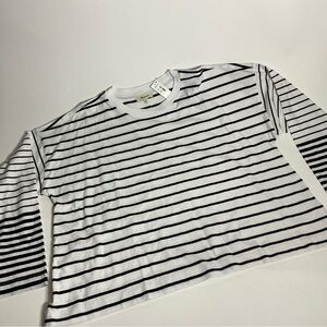 NWT - Madewell Black and White Striped Long Sleeve Tee
